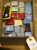 10 Dinky Toys for restoration. Morris 1100, Volkswagen Karmann Ghia, Vauxhall Viva, Triumph