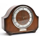 A BR Southern Region presentation mantle clock. An Alexander Clark Co. Ltd. veneered 3 train clock
