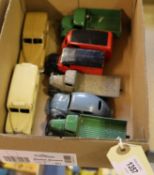 8 Dinky Toys. Morris Royal Mail van, Daimler Ambulance, Plymouth American Estate Car, Royal Mail