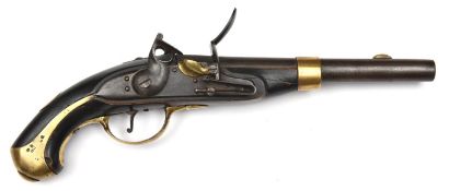 A 14 bore Russian 1839 pattern Cossack trooper's flintlock pistol, 16" overall, barrel 9½" with