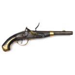 A 14 bore Russian 1839 pattern Cossack trooper's flintlock pistol, 16" overall, barrel 9½" with