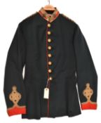 A Vic Lieutenant's full dress green tunic of the Suffolk Yeomanry Cavalry, scarlet facings and