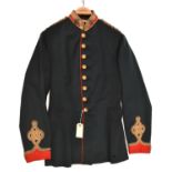 A Vic Lieutenant's full dress green tunic of the Suffolk Yeomanry Cavalry, scarlet facings and