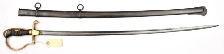 A German Weimar or early Third Reich period ordnance issue NCO's sabel, imitation damascus blade