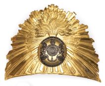 A fine and rare large gilt plate for officer's bearskin of The 21st (Royal North British Fusilier)