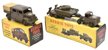 2 Budgie Toys U.S. Army Military Vehicles. An Articulated Tank Transporter (222), with Loading Ramps