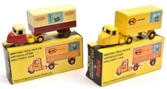 2 Budgie Toys. 2 Scammell Scarab British Railways Delivery Vans (238). One in BR red & cream