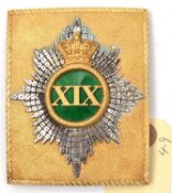 A pre-1855 officer's gilt and silver plated rectangular shoulder belt plate of The 19th (1st York,