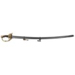 A 19th cent Spanish officer's sword, curved blade 30", with narrow back fuller and similar to top