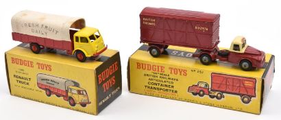 2 Budgie Toys Trucks. An Austin British Railways Articulated Container Transporter (252). In