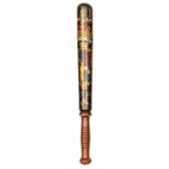 A Victorian black painted Birmingham parish constable's truncheon, gilt, white and red painted VR,