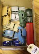 10 Dinky Toys, most for restoration. Austin Atlantic, 2x Standard Vanguard, Riley, Leyland Royal