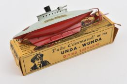 An early Sutcliffe tinplate clockwork 'Unda-Wunda Diving Submarine. An example in light grey and