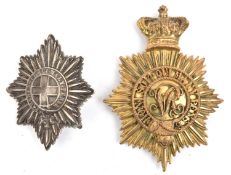 A Vic Medical Staff officers gilt and silver plated pouch belt badge, 3 screw studs; a silver plated