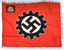 A scarce Third Reich double sided DAF standard, 46" x 54", with DAF cog wheel symbol in the