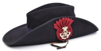 A good Boer War period black cloth slouch hat of the Queen's Own Oxfordshire Hussars, black silk