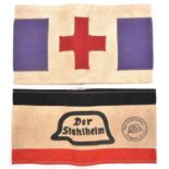A Third Reich "Der Stahlhelm" cloth armband, of stitched black/white/red construction with black