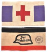 A Third Reich "Der Stahlhelm" cloth armband, of stitched black/white/red construction with black