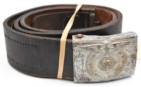 A Third Reich SS silver painted steel buckle, the back stamped with RZM mark, "155/40" and SS