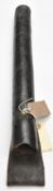 A mid Vic black leather truncheon holster, of tubular form with belt loop stamped with Vic crown and
