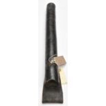 A mid Vic black leather truncheon holster, of tubular form with belt loop stamped with Vic crown and