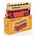 A Dinky Double Deck Bus (290). A Leyland Example in bright red and cream example with DUNLOP adverts