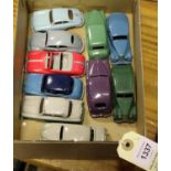 10 Dinky Toys for restoration. Triumph 1800, Riley, Hillman Minx, Standard Vanguard, Austin