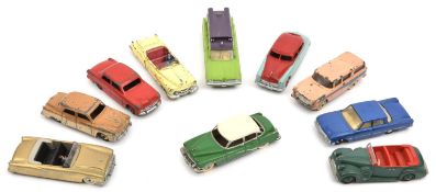 10 Dinky Toys for restoration. Ford Fordor/Sedan, Studebaker Land Cruiser, Cadillac Eldorado,