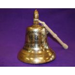 A rare WW1 period ship's brass bell cast for the Royal Navy Submarine H-8, launched at the Vickers