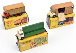 3 Budgie Toys. Leyland Hippo Cattle Transporter (220) in red with light brown body. Bedford TK Horse