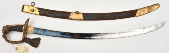 An 1803 pattern infantry field officer's sword, curved, fullered blade 28", with gilt scrolled