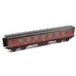An Exley O gauge LMS Third Class corridor coach. In lined maroon livery. VGC, minor chipping to