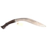 An early 19th century kukri, blade 14½", with twin back fullers for one third length, polished