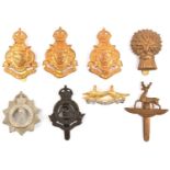 8 yeomanry cap badges: Herts by Woodward B'ham, R Bucks, R Sussex (1480, 3), Geo V N. Somerset WM, E