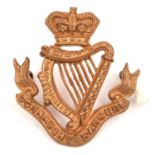 A Vic OR's brass cap badge of The Connaught Rangers. Near VGC Plate 1 .