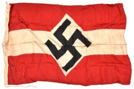 A Third Reich Hitler Youth flag, 33" x 59", the hoist stamped "Berlin, H.J. Gruppe 2/IV/234. 1940.