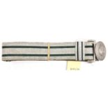 A Third Reich Army officer's dress belt, of silver brocade with green stripes and velvet backing,