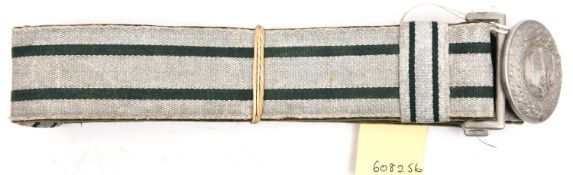 A Third Reich Army officer's dress belt, of silver brocade with green stripes and velvet backing,