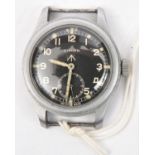 A late WWII Timor WWW military issue wristwatch, numbered K11381/41281, black dial with subsidiary