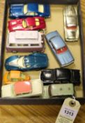 10 Corgi Toys. Oldsmobile Toronado, Chevrolet Corvette Sting Ray, Rover 2000, Studebaker Golden
