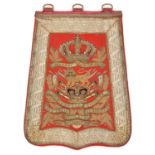 A Victorian officer's full dress embroidered sabretache of the 15th (the King's) Hussars, of scarlet