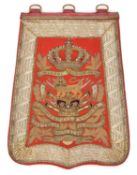 A Victorian officer's full dress embroidered sabretache of the 15th (the King's) Hussars, of scarlet