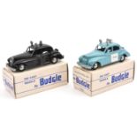 2 Budgie Toys Wolseley 6/80 Saloon POLICE Cars (246). A 'Trial Run' example in 'Panda' light blue