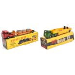 2 Budgie Toys articulated trucks. Both Seddon examples - a Low Loader (232) in red and orange