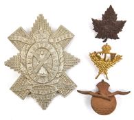 4 Commonwealth badges: St Lucia Vols cap, Black Watch Canada glengarry, 54th CEF collar and