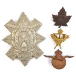 4 Commonwealth badges: St Lucia Vols cap, Black Watch Canada glengarry, 54th CEF collar and