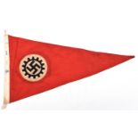 A Third Reich TeNo double sided triangular car pennant, 20" x 10", with overlaid TeNo symbol, the