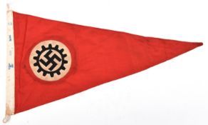 A Third Reich TeNo double sided triangular car pennant, 20" x 10", with overlaid TeNo symbol, the