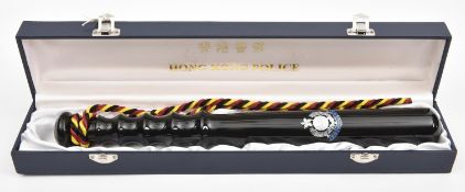 A post Independence presentation black composition truncheon of the Hong Kong Police, 14½"