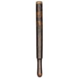 A William IV darkwood baluster truncheon, painted WR, IVth, plain rounded grip, 18½"overall.